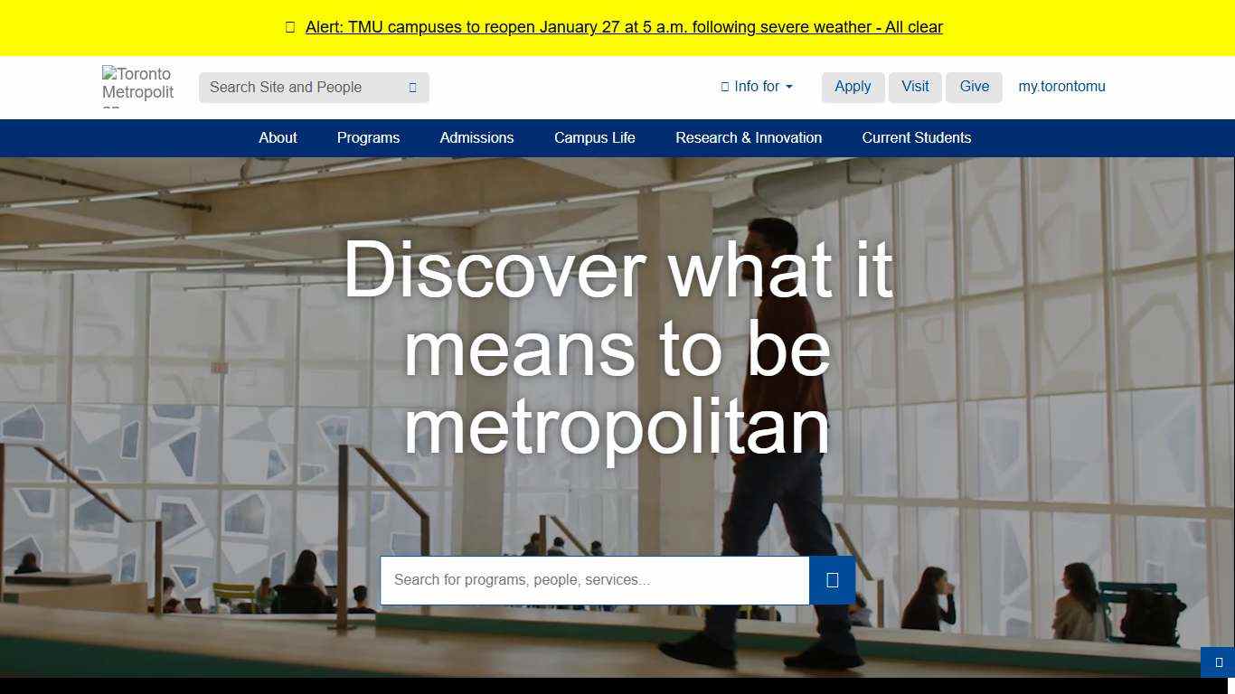 Toronto Metropolitan University Home - Toronto Metropolitan University (TMU)